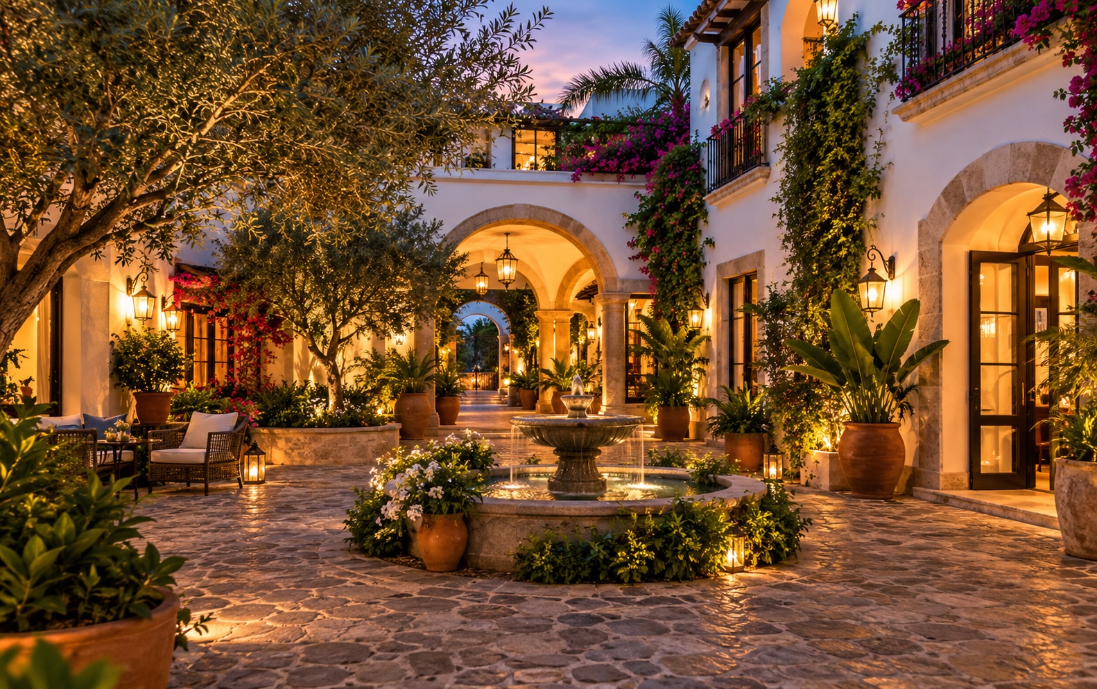 Imagen ilustrativa de un patio de hotel